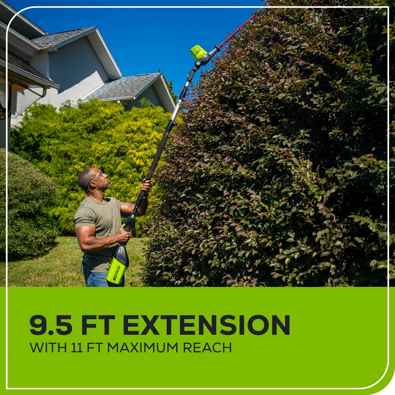 80V 20" Pole Hedge Trimmer, (2) 2.0Ah Battery and Charger Included