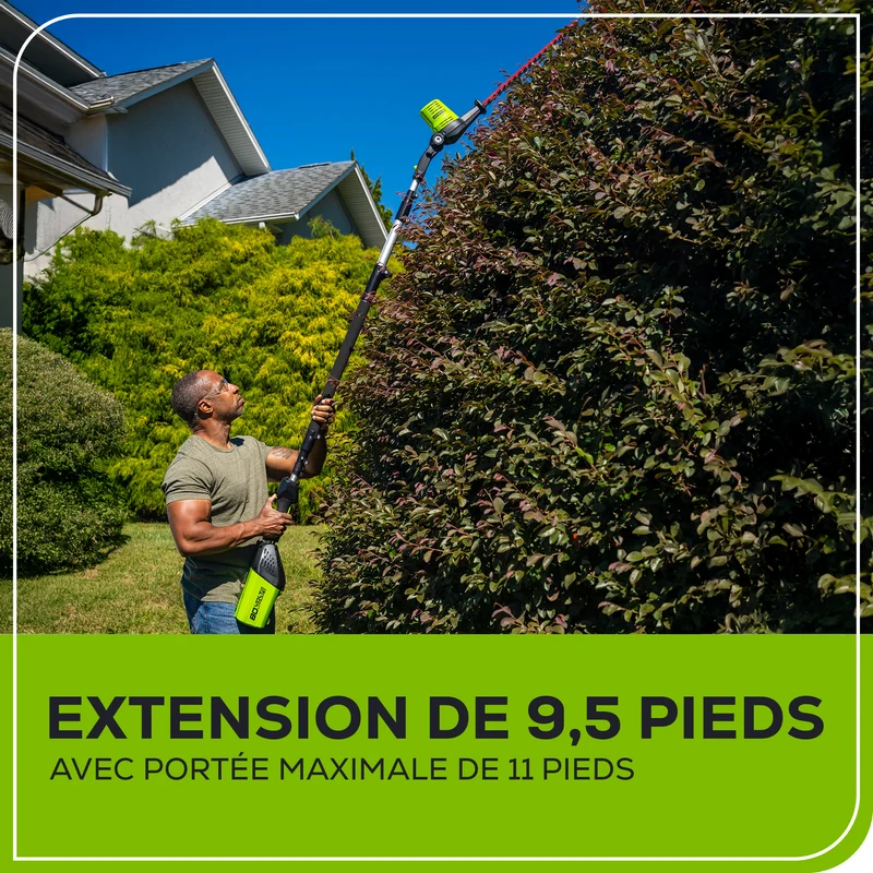 80V 20" Pole Hedge Trimmer, (2) 2.0Ah Battery and Charger Included