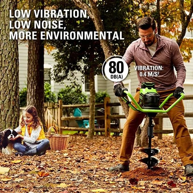 80V Earth Auger Powerhead with Auger Bit, 18” Extender, 4.0Ah Battery and Charger Included