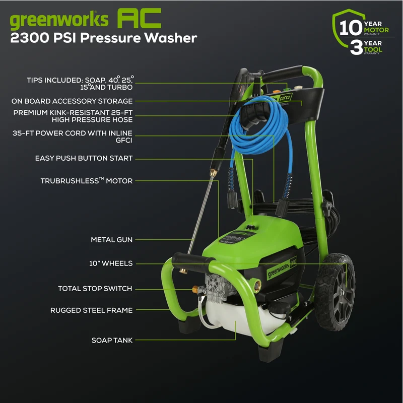 2300 PSI 1.2 GPM 14 Amp GEN II Brushless Pressure Washer