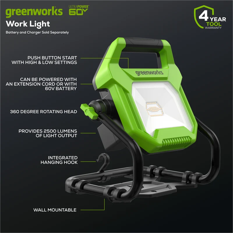 60V AC/DC 2500 Lumen Work Light (Tool Only)