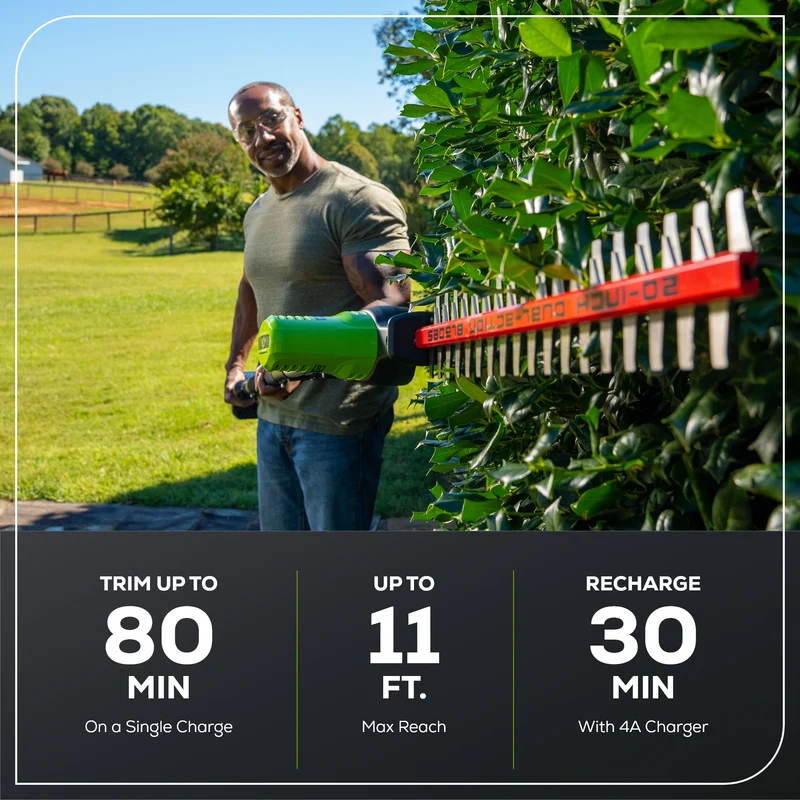 80V Pole Hedge Trimmer, 2.0Ah Battery and Charger Included
