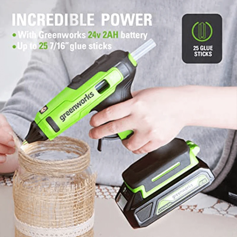 24V Hot Glue Gun, 2.0Ah Battery and Charger Included