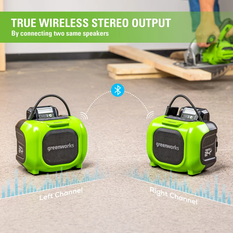 24V Cordless Battery Mini Bluetooth Speaker, 2.0Ah Battery & Charger Included