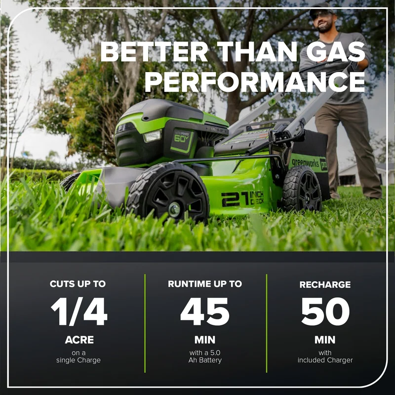 60V 21" Push Lawn Mower, 5.0Ah Battery and Rapid Charger Included
