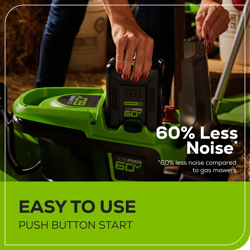 60V 21" Push Lawn Mower, 5.0Ah Battery and Rapid Charger Included