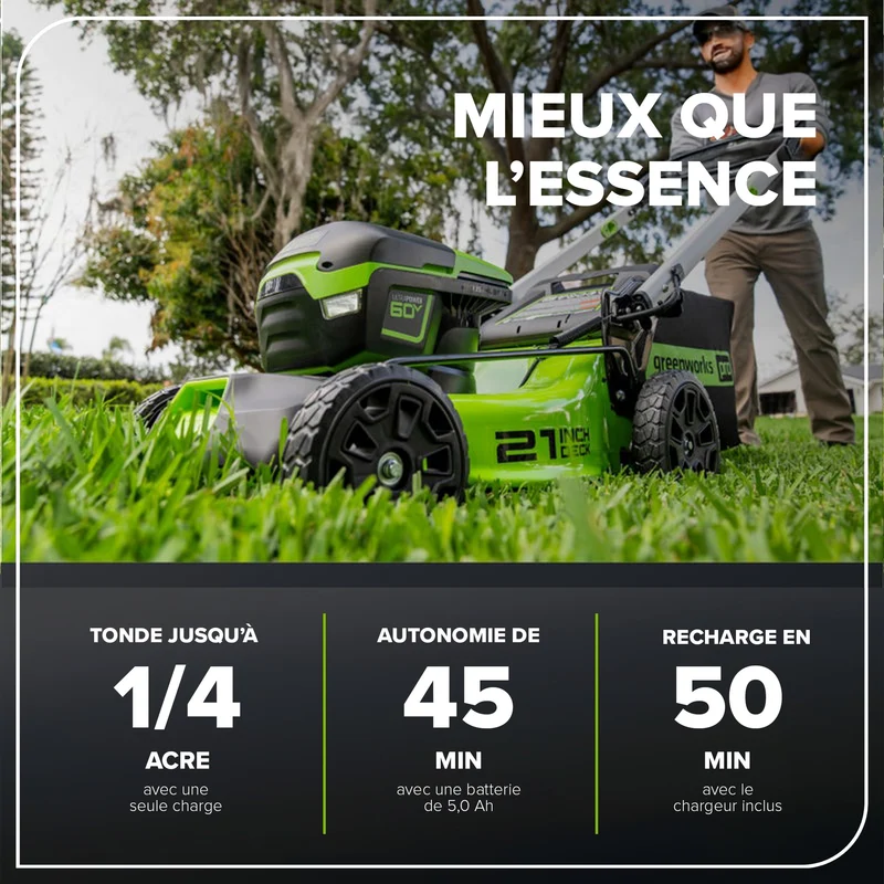 60V 21" Push Lawn Mower, 5.0Ah Battery and Rapid Charger Included