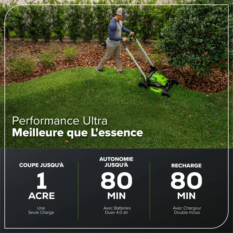 60V 25" Battery Lawn Mower - Self-Propelled Turbo, (2) 4.0Ah Batteries & Charger Included