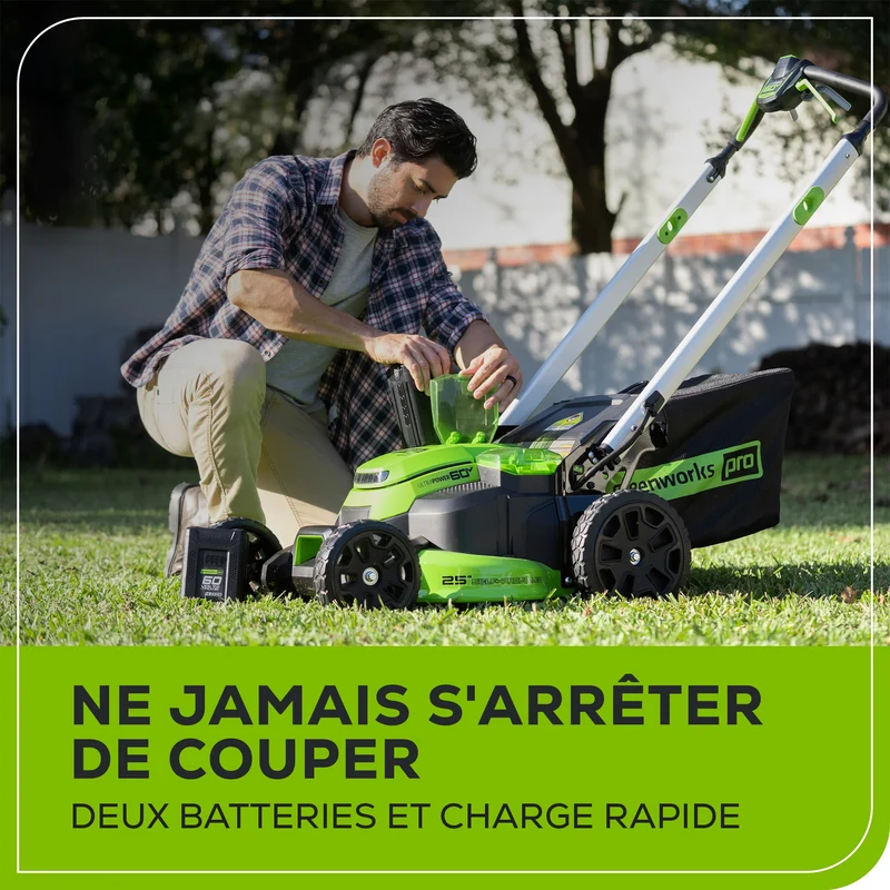 60V 25" Battery Lawn Mower - Self-Propelled Turbo, (2) 4.0Ah Batteries & Charger Included