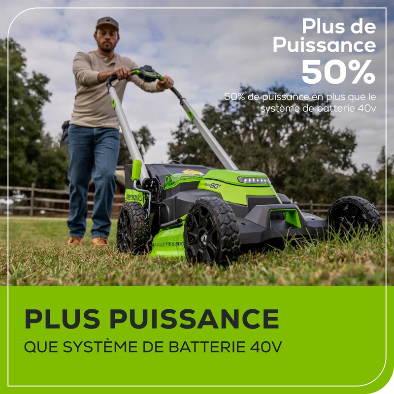 60V 25" Battery Lawn Mower - Self-Propelled Turbo, (2) 4.0Ah Batteries & Charger Included