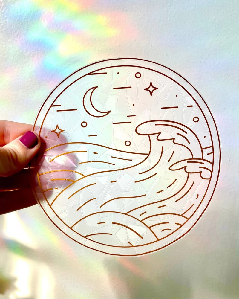 Prismatic Kitty - Ocean Waves Suncatcher