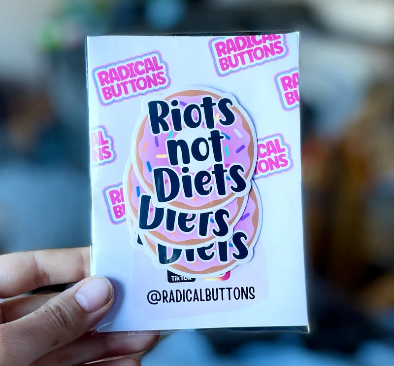 Radical Buttons - My pronouns are she/they, Pronoun sticker, Pride sticker