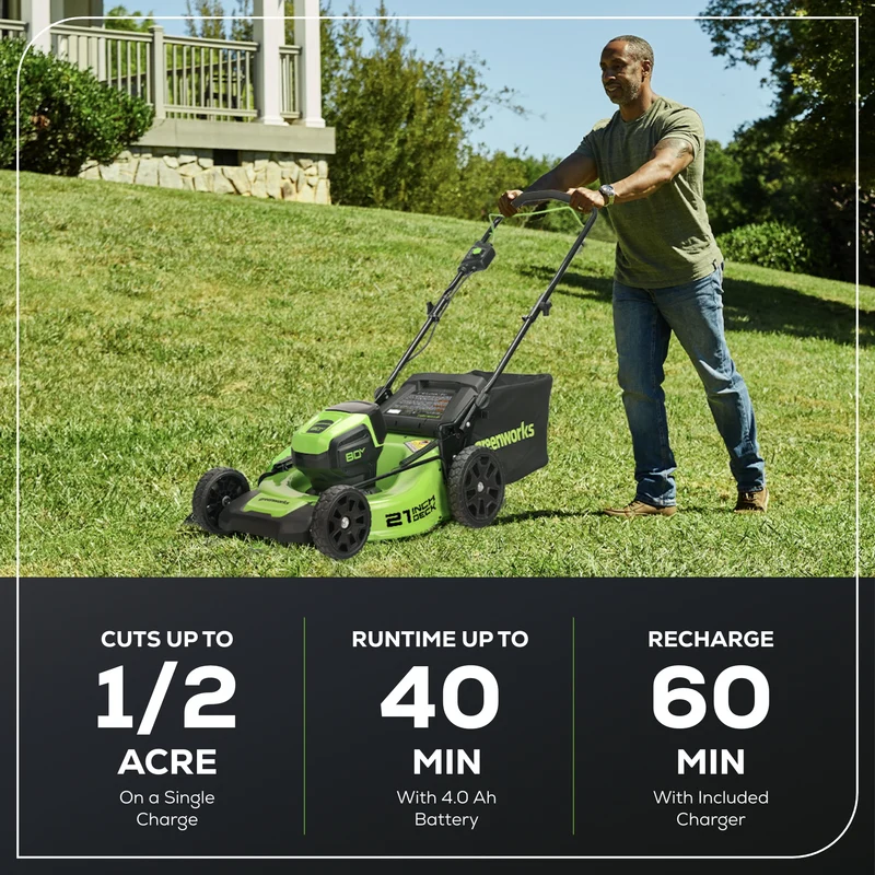 80V 21" Battery Lawn Mower - Brushless, 4Ah Battery and Charger Included