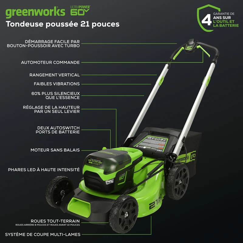 60V 21" Brushless Self-Propelled Lawn Mower, 5.0Ah Battery and Charger Included