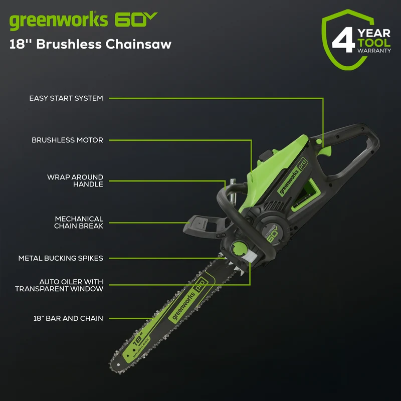 60V 18'' Brushless Chainsaw (Tool Only)