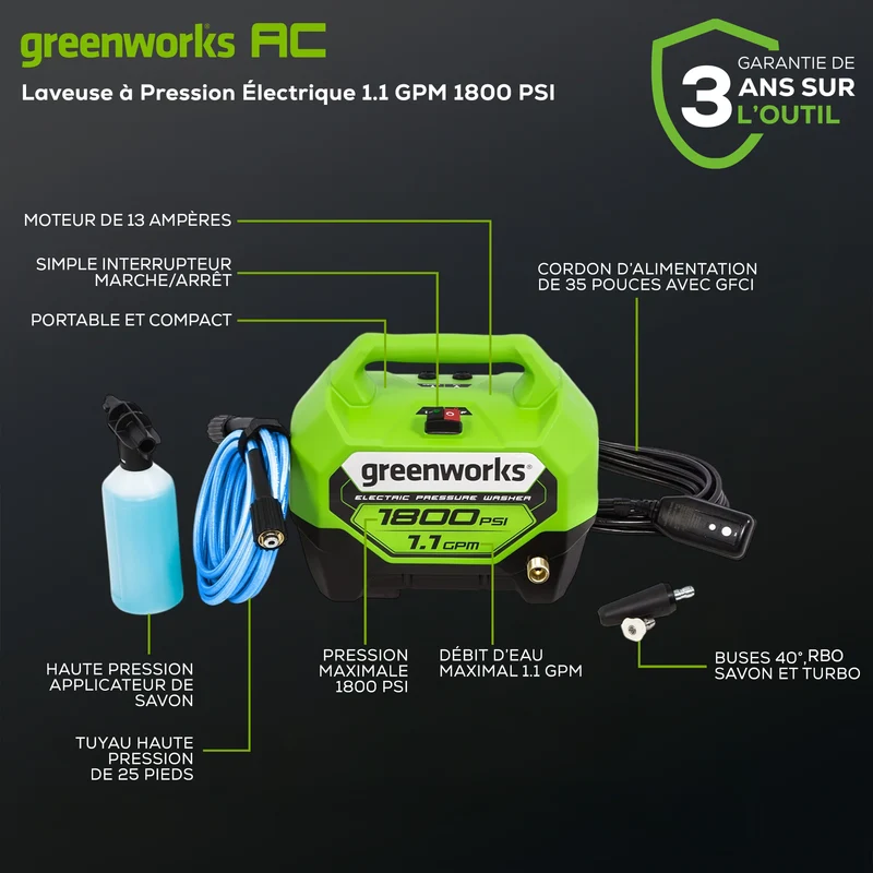 1800 PSI 1.1 GPM 13 Amp Electric Pressure Washer