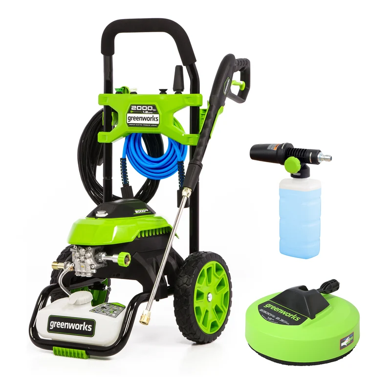 2000 PSI 1.2 GPM 14 Amp Electric Pressure Washer, Includes 12" Surface Cleaner + High Pressure Soap Applicator