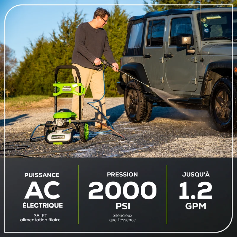 2000 PSI 1.2 GPM 14 Amp Electric Pressure Washer, Includes 12" Surface Cleaner + High Pressure Soap Applicator