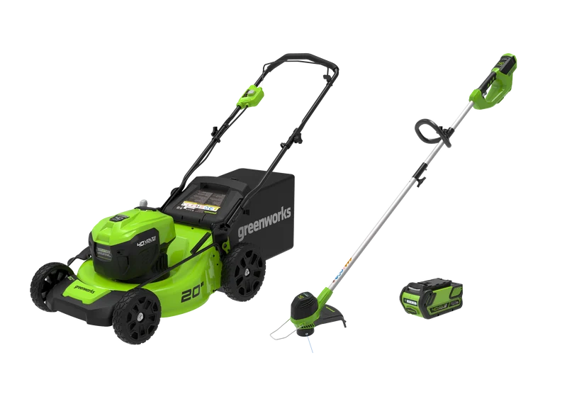 40V 20" Brushless Lawn Mower & 40V 12" String Trimmer, 4.0Ah Battery and Charger Included