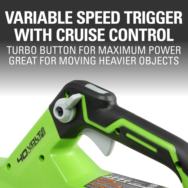 40V 450 CFM 120 MPH Cordless Leaf Blower, 4.0Ah Battery and Charger Included
