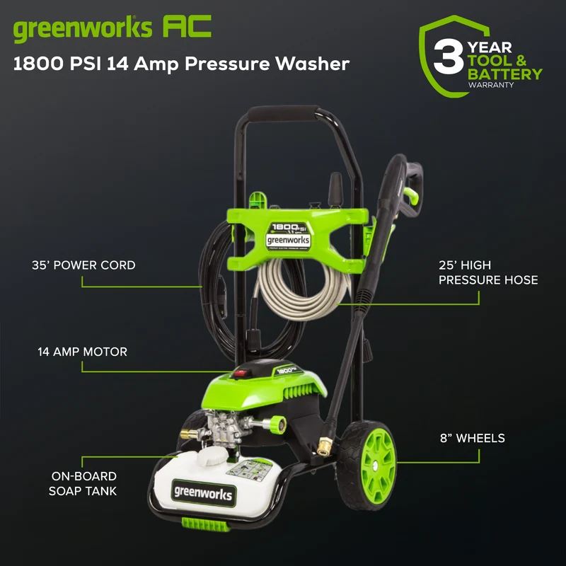 1800 PSI 1.1 GPM 13 Amp Electric Pressure Washer