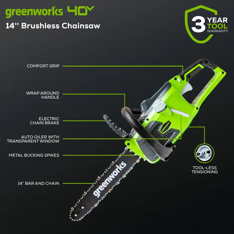 40V 14" Chainsaw & 40V 125 MPH - 450 CFM Axial Jet Blower Combo, 4.0Ah Battery and Charger Included