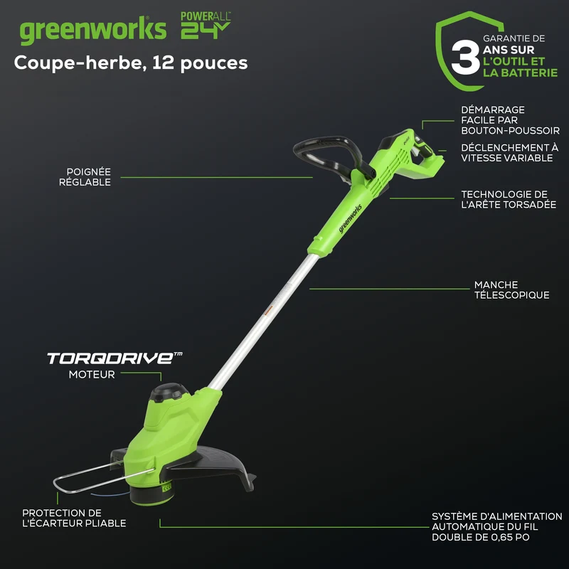 24V 12" TORQDRIVE String Trimmer, 2.0Ah USB Battery and Charger Included ST24B02