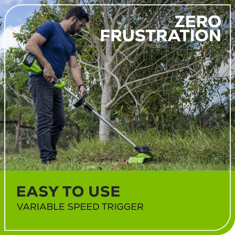 48V (24V x 2) 15" TORQDRIVE Cordless String Trimmer, (2) 2.0Ah USB Batteries and Dual Port Charger Included