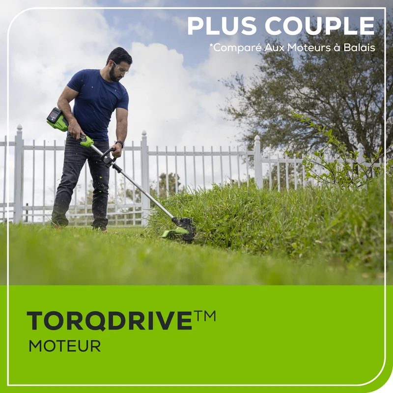 48V (24V x 2) 15" TORQDRIVE Cordless String Trimmer, (2) 2.0Ah USB Batteries and Dual Port Charger Included