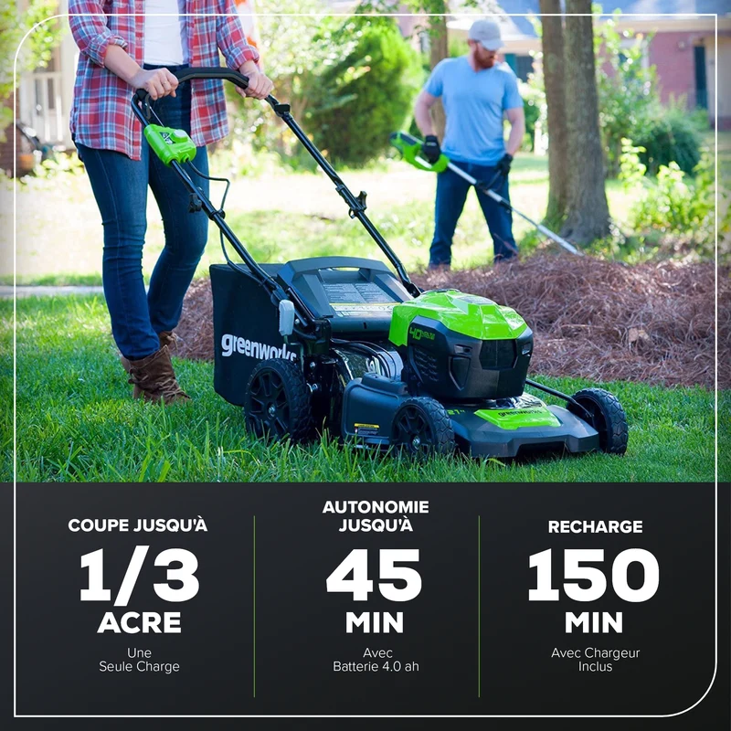 40V 20" Battery Lawn Mower - Brushless Push with 4.0Ah Battery & Charger