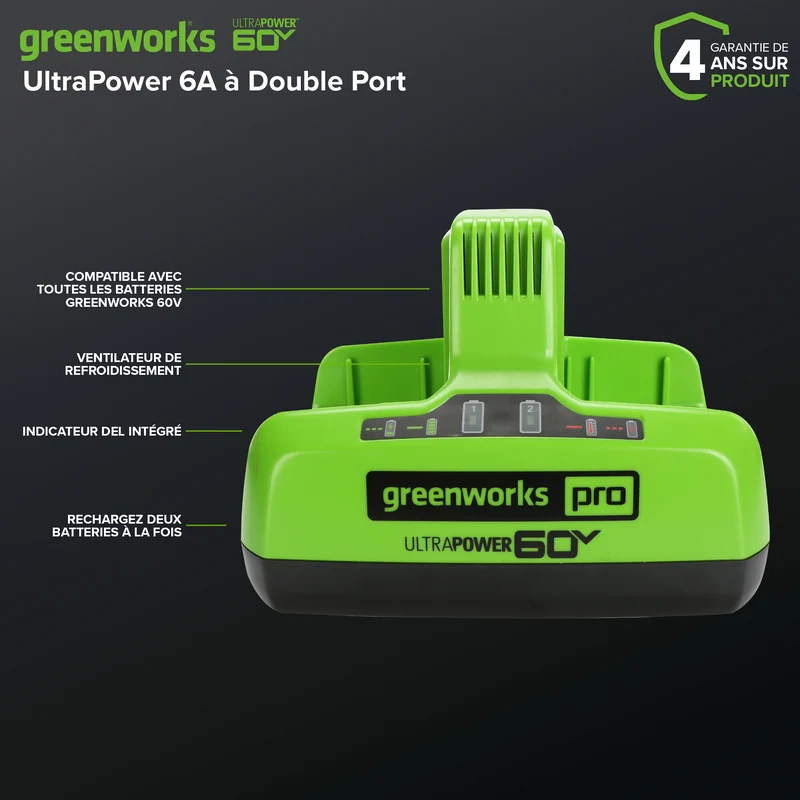 Pro 60V UltraPower 6 Amp Dual-Port Battery Charger
