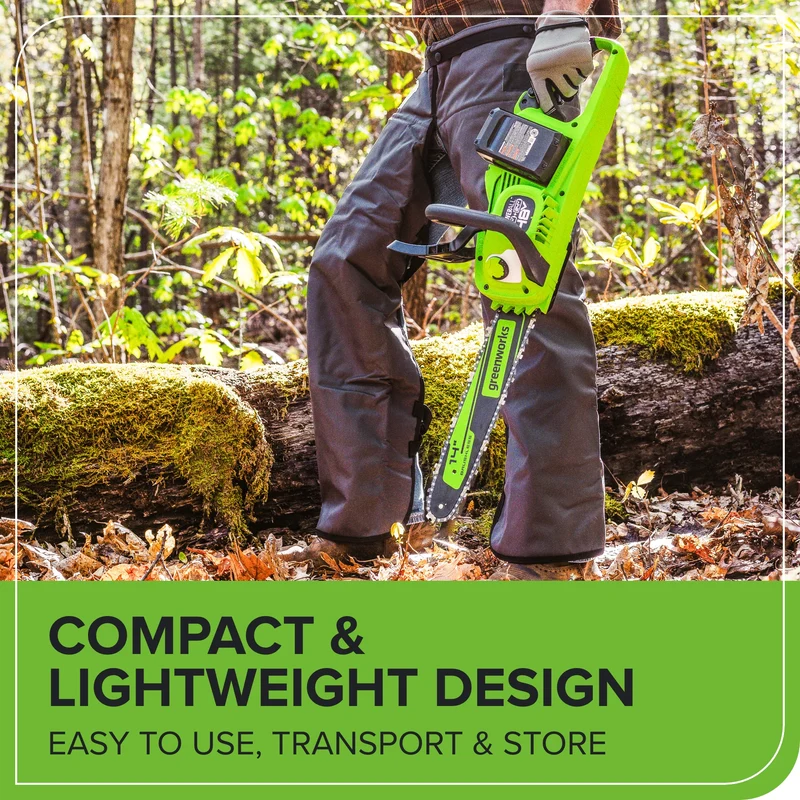 48V (24V x 2) 14" Cordless Battery Chainsaw, (2) 4.0 Ah USB Batteries & Dual Port Charger Included