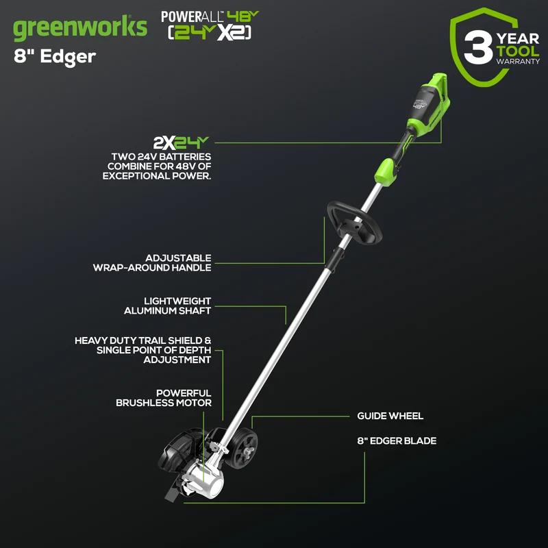 48V (24V x 2) 8-Inch Brushless Edger (Tool Only)