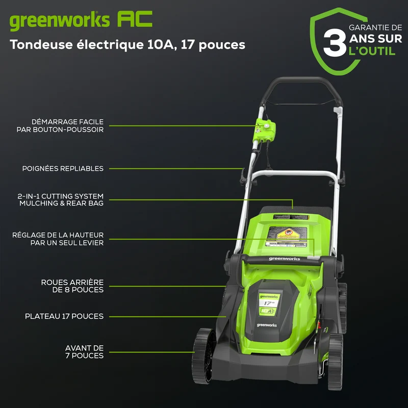 Greenworks 10 Amp Corded 17" Lawn Mower