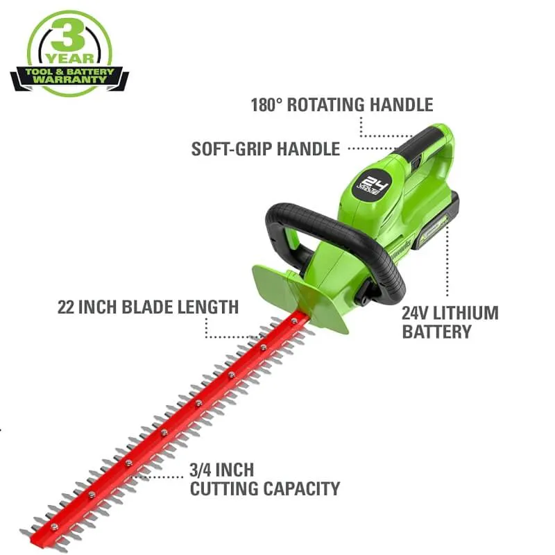 24V 22" Hedge Trimmer with Rotating Handle (Tool Only)