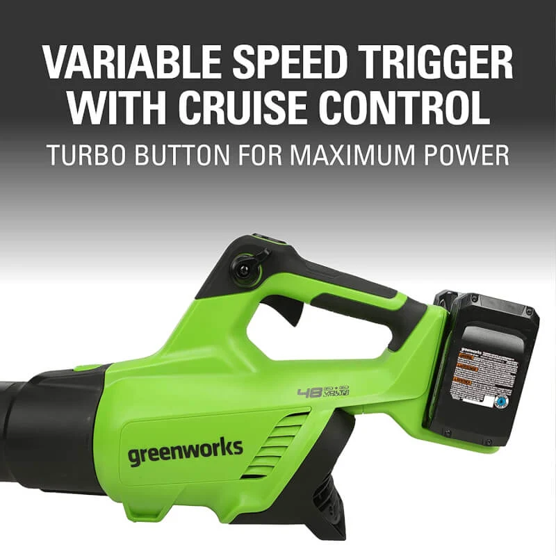48V (24V x 2) 515 CFM - 125 MPH Leaf Blower, (2) 2.0Ah USB Batteries and 4A Dual Port Charger Included