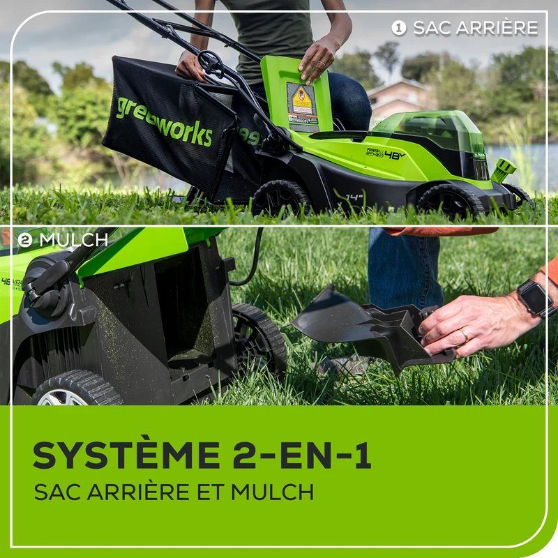 48V (24V x 2) 14" Lawn Mower, (2) 4.0Ah Battery and Charger Included