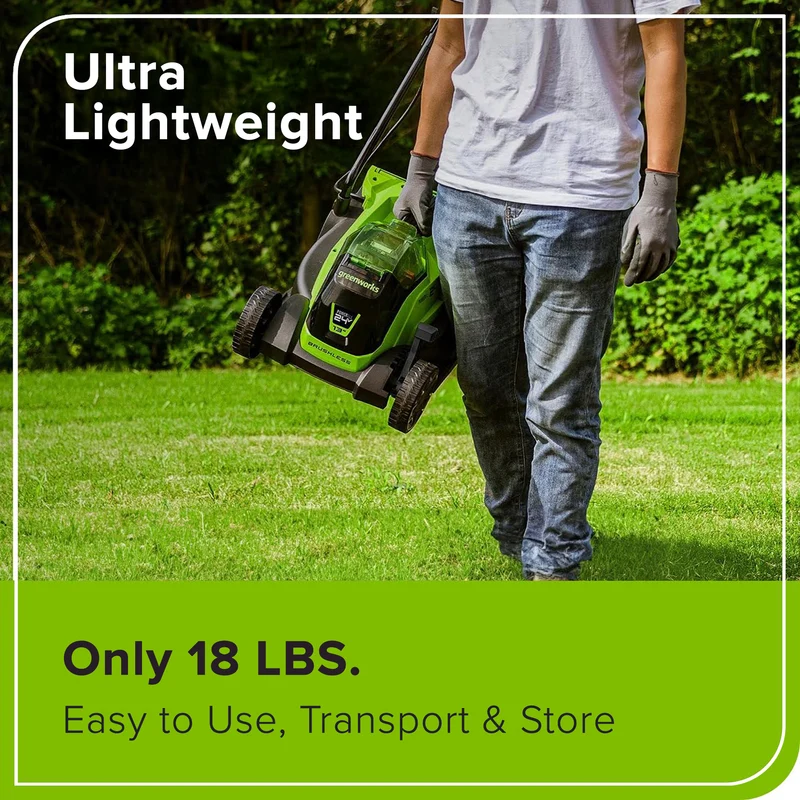 24V 13" Brushless Lawn Mower, 4.0Ah Battery and Charger Included