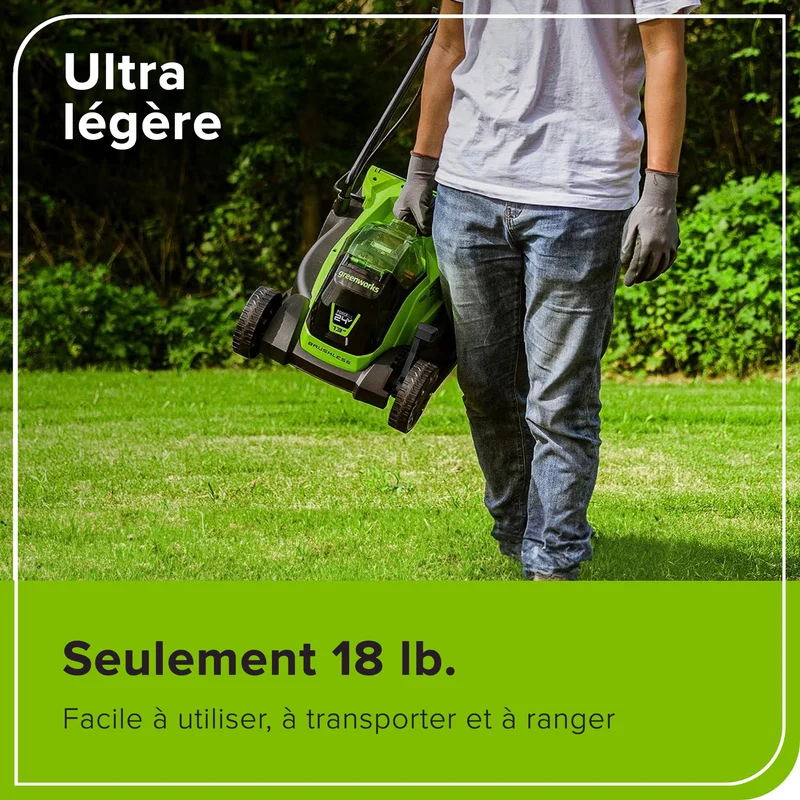 24V 13" Brushless Lawn Mower, 4.0Ah Battery and Charger Included