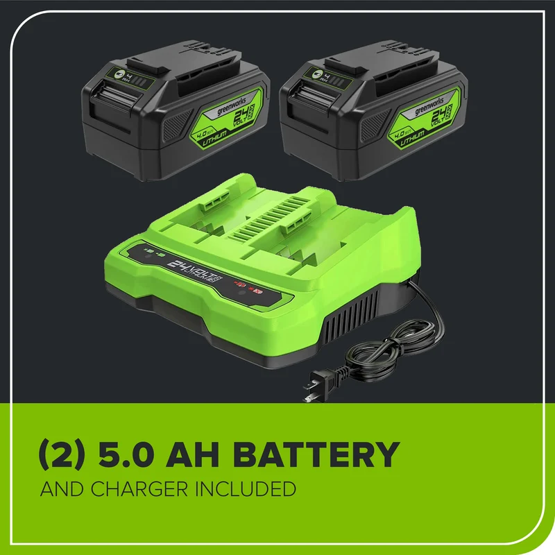 48V (24V x 2) 20" Brushless Self-Propelled Mower, (2) 5Ah USB Batteries and 4A Dual Port Charger Included