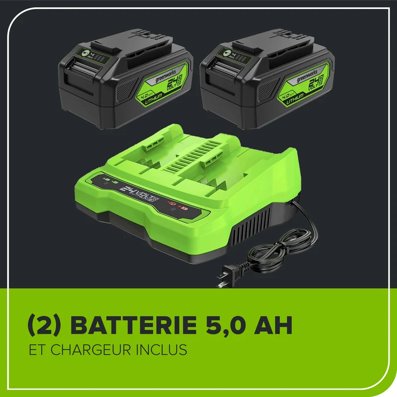 48V (24V x 2) 20" Brushless Self-Propelled Mower, (2) 5Ah USB Batteries and 4A Dual Port Charger Included