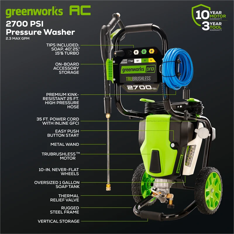 2700 PSI 1.2 GPM 14 Amp Electric Pressure Washer - GPW2700