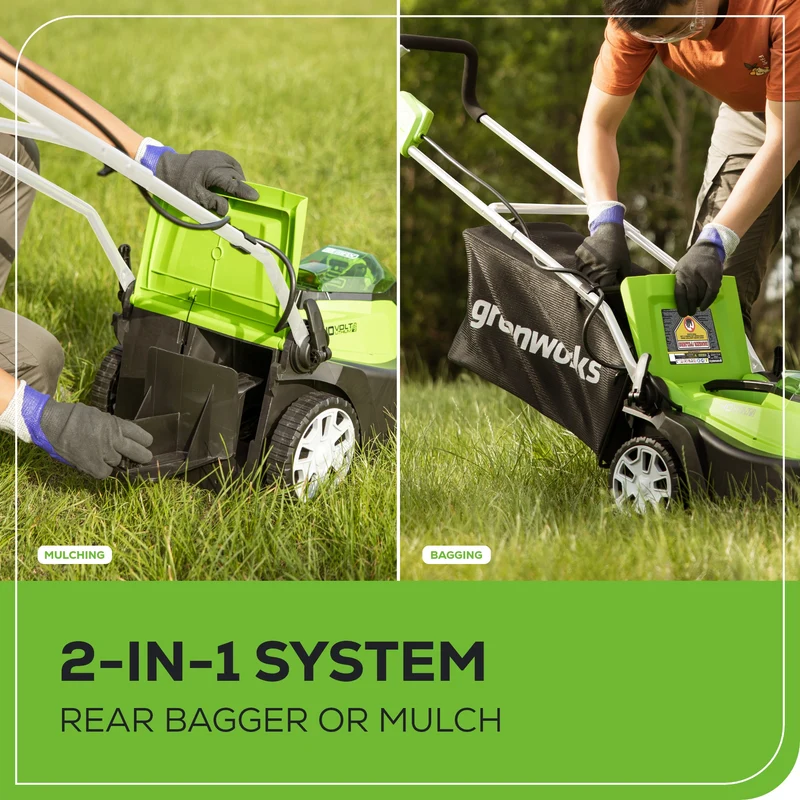 Greenworks 40V 14" Cordless Push Lawn Mower, 4.0Ah Battery and Charger Included