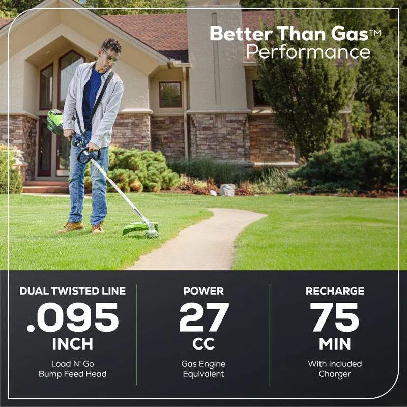 80V Cordless 16" Brushless Top Mount String Trimmer (Attachment Capable) w/ 2.5Ah Battery & Charger