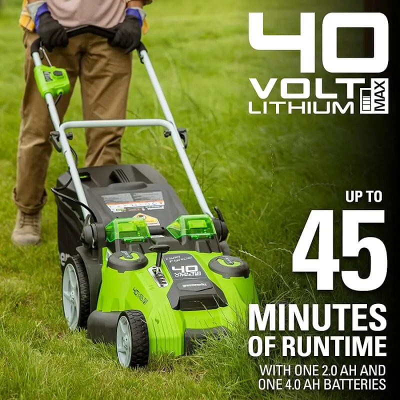 40V 20" Dual Blade Lawn Mower, 2.0Ah & 4.0Ah Batteries and Charger Included
