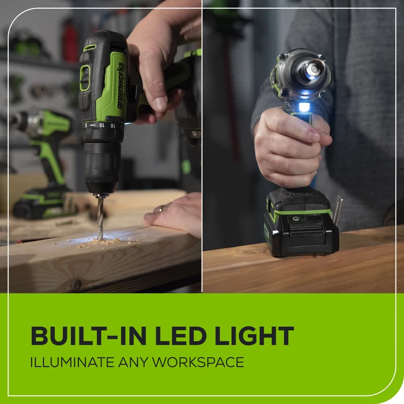 24V Brushless 1/2" Drill/Driver, 1/4" Hex Impact Driver, (2) 2.0Ah Battery & Charger Included Bonus: 8 pc Bit Set