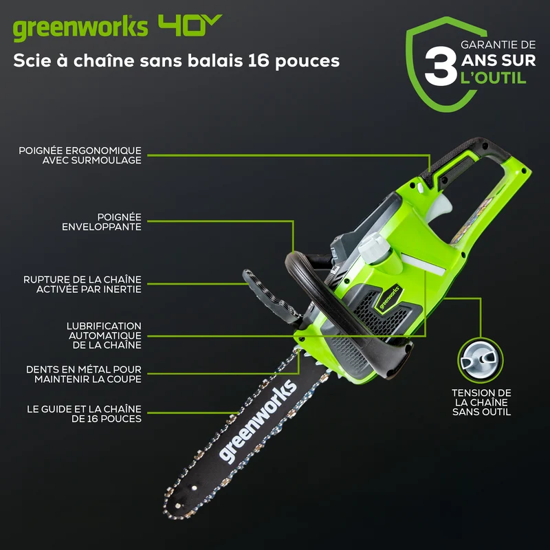 Greenworks 40V 16" Brushless Chainsaw (Tool Only)