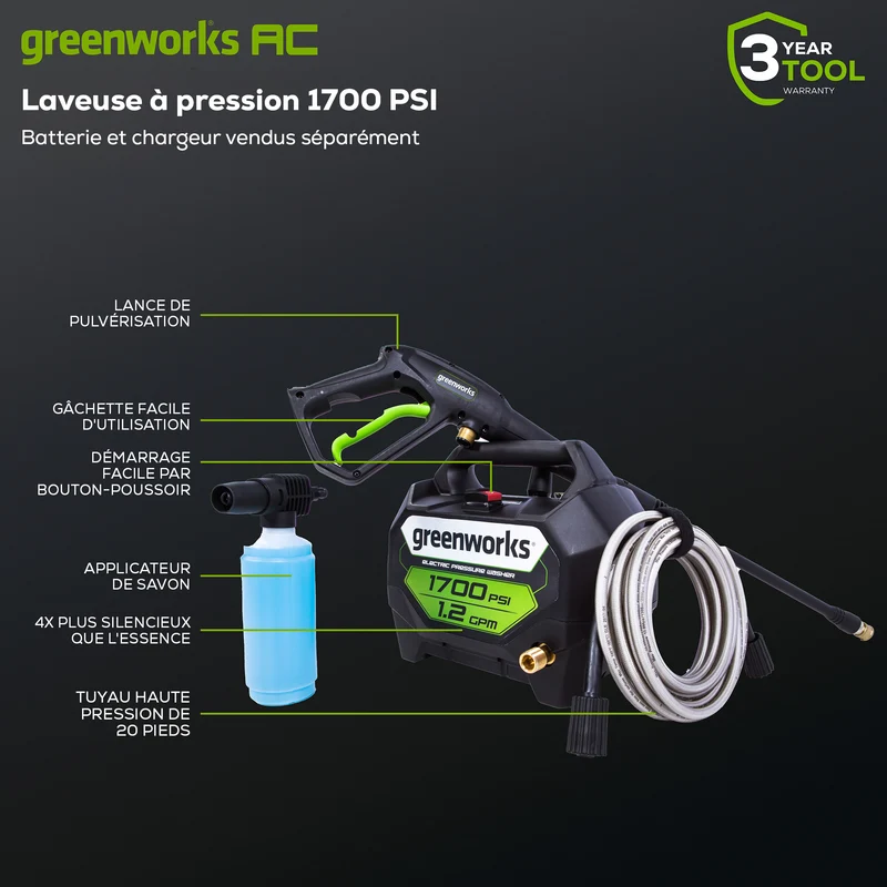 1700 PSI 1.2 GPM 13 Amp Electric Pressure Washer - GPW1704