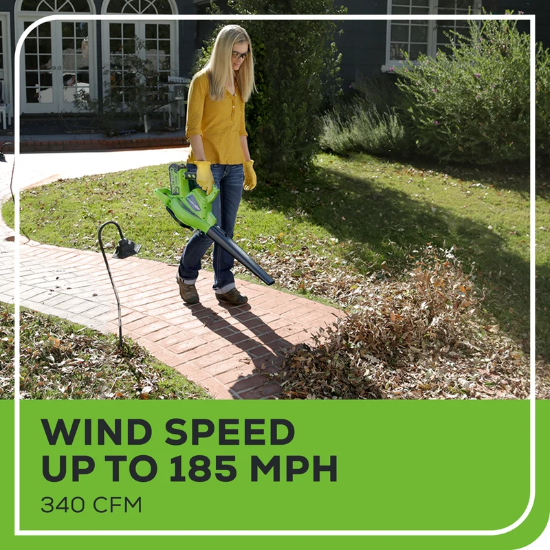 40V 185 MPH - 340 CFM Brushless Leaf Blower / Vacuum, 4.0Ah Battery and Charger Included - 24222
