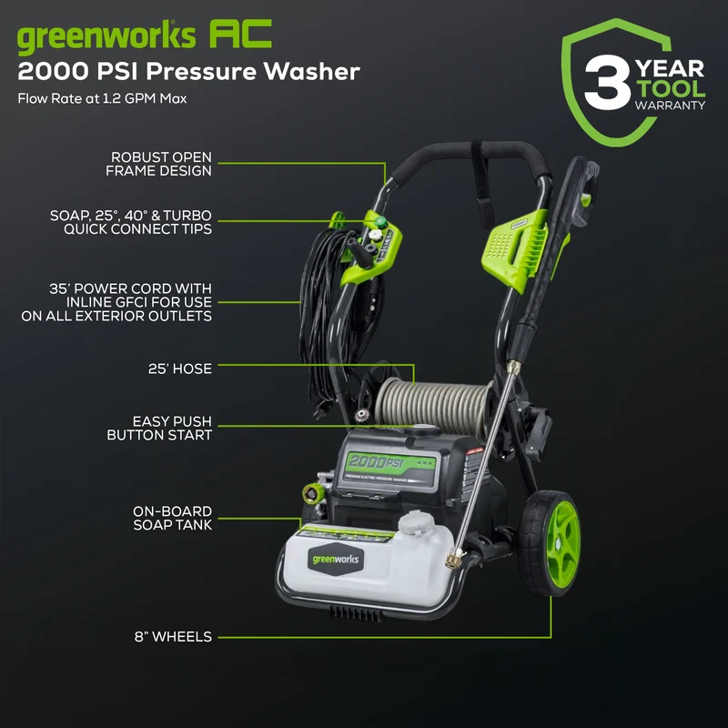 2000 PSI 1.2 GPM 13 Amp Electric Pressure Washer - GPW2000